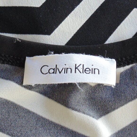 CALVIN KLEIN Tank Dress, S, Black/White Chevrons, Tank, Shift, Summer - Picture 8 of 8